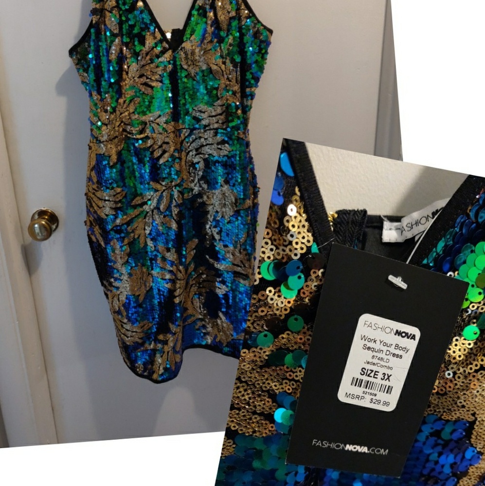 Plus Size Sequin Bodycon Dress